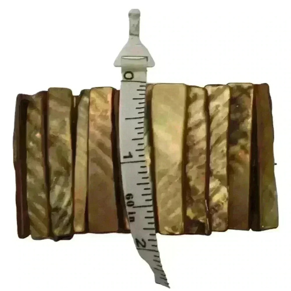 Vintage shell bracelet stretchy cuff boho shiny - Picture 6 of 7